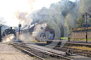 Train station with an old steam Locomotive in Luxembourg, Fond de Gras