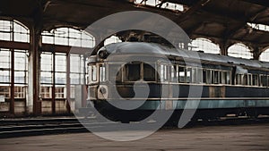 train in the station An old train that has been retired and parked at a train station. The train is a relic of the past