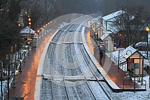 Train Station Snow Morning