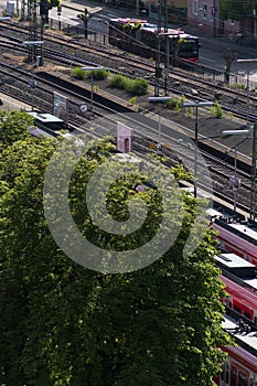 train station tracks trains and infrastructure from top view