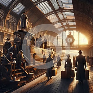 A train station where time travelers arrive from different era