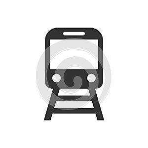 Train or subway with railroad black isolated vector icon.