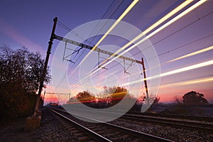 Train at the sunrise