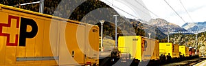 a train of the swiss post panorama