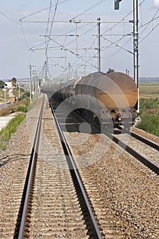 Train tank cars carrying oil-bearing