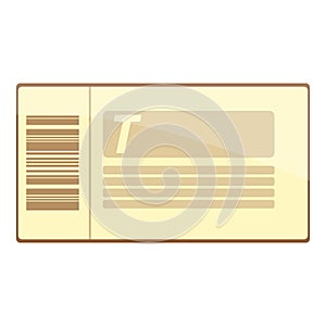 Train ticket icon, cartoon style