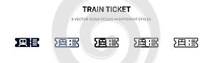 Train ticket icon in filled, thin line, outline and stroke style. Vector illustration of two colored and black train ticket vector