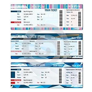 Train tickets vector set design vector illustration