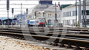 Train time lapse on main station in Ceske Budejovice