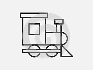 Train toy icon on white background. Line style vector illustration