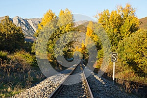 Train Track in Autumn Landscape