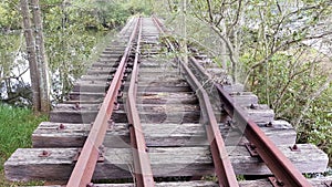 Train Track and Bridge Crossing a Small Creek