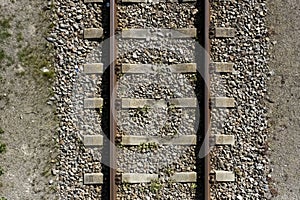 Train Track Detail from Above. Close up