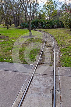 Train track at Hermann Park Houston Texas USA.