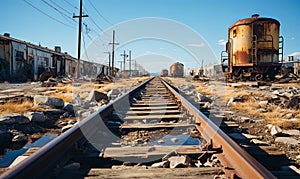 Train Track Passing Through Abandoned Town