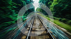 Train Track Passing Through Dense Forest