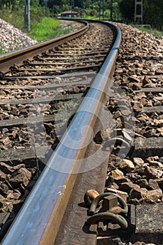 train rail in perspective in a natural environment photo