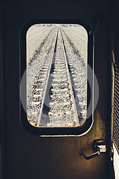 Train track Railroad Journey look through Train window