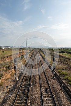 The train tracks as it passes through Valencia