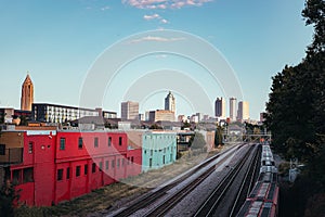 Train tracks Atlanta Skyline Cityscape