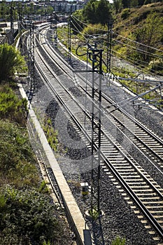 Train tracks in Barcelona Spain