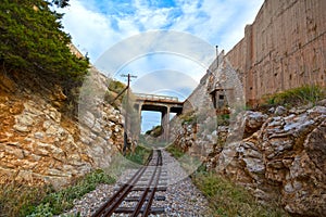 Train tracks and bridge