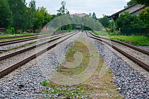 Train tracks at Cesis Railway Station photo