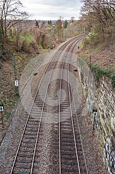 Train Tracks Through Forest from Above Horizon Sunset Curve Land