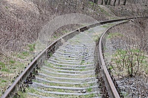Train tracks going into the horizon. Ukraine.Lviv