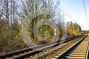 Train tracks through nature to infinity in Germany