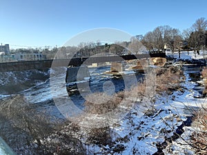 Train tracks over where three rivers conjoin