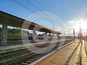 Train tracks perspective view