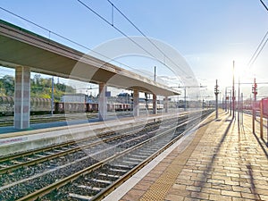 Train tracks perspective view