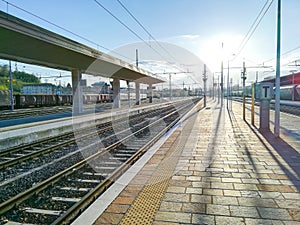 Train tracks perspective view