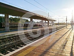 Train tracks perspective view