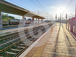 Train tracks perspective view