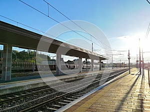 Train tracks perspective view
