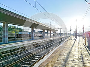 Train tracks perspective view