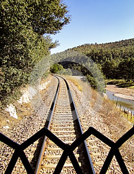 Photo taken from the back of the El Chepe train in the Sierra de Chihuahua photo