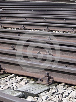 Train tracks in rail yard