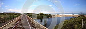 Train tracks run through San Clemente State Beach