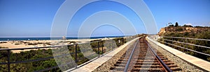 Train tracks run through San Clemente State Beach