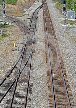 Train tracks, sidings, switch, signals