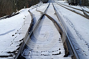 Train tracks in the snow