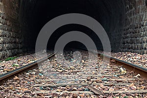 Train tracks and a tunnel