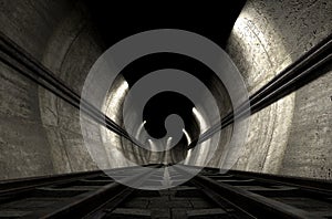 Train Tracks And Tunnel