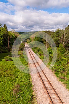 Train tracks in Warren County, Pennsylvania, USA