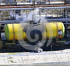 Train transports tanks with oil and fuel