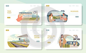 Train Travel Web Banners set.