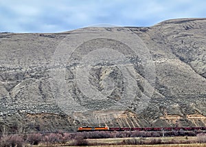 Train traveling in Yakima River valley